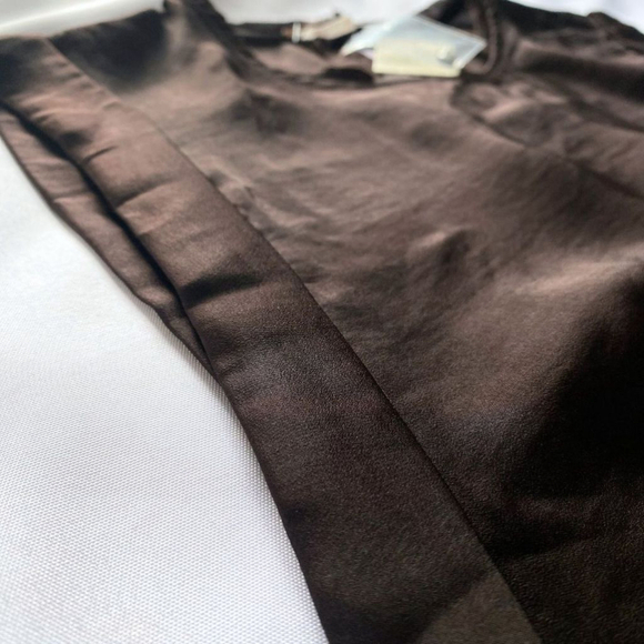 NWT FREE PEOPLE REMI MIDNIGHT BROWN SLEEVELESS SATIN CROP BOXY TOP - M - Picture 8 of 11